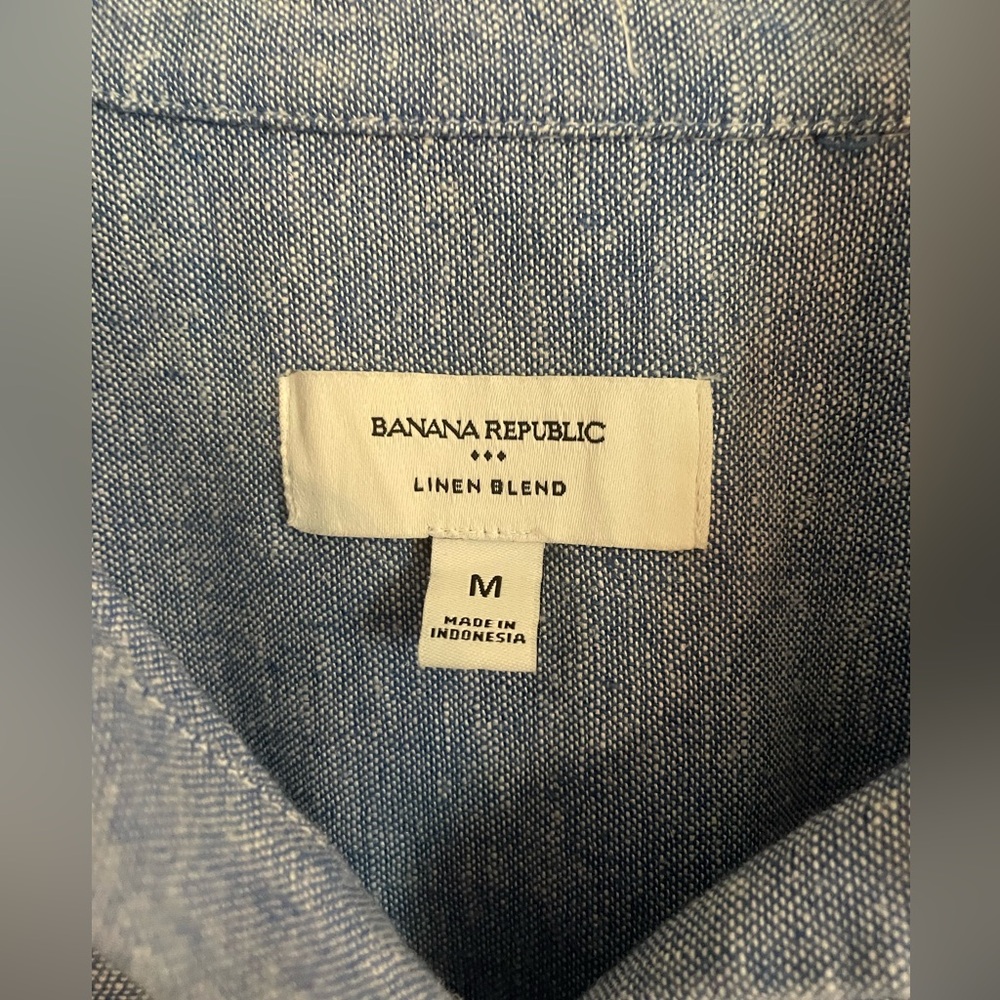 Banana Republic Factory Classic Linen-Blend Shirt in Antique Blue Medium - Picture 7 of 9